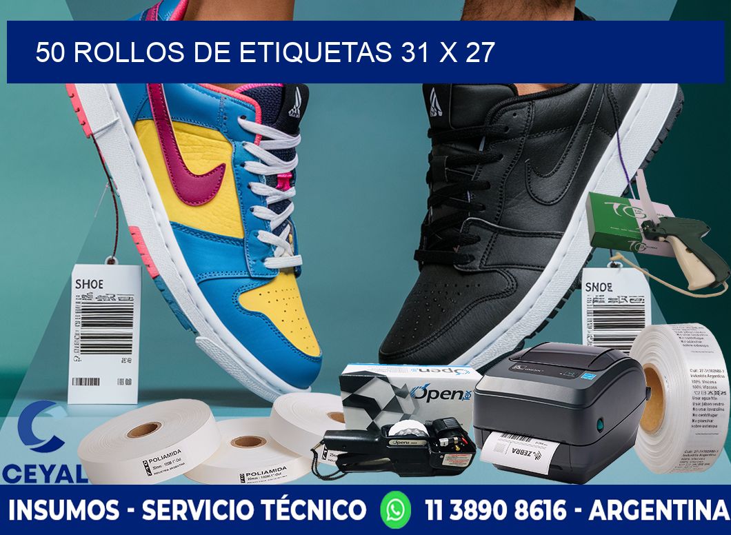 50 ROLLOS DE ETIQUETAS 31 x 27