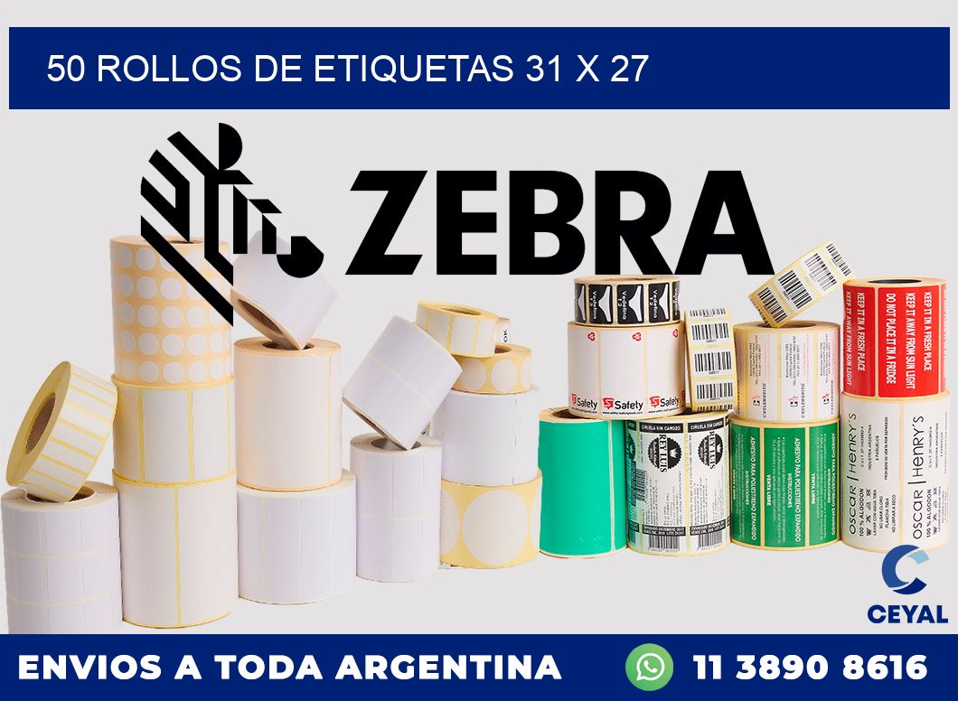 50 ROLLOS DE ETIQUETAS 31 x 27