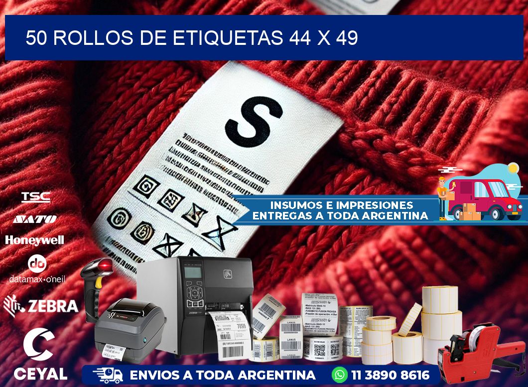 50 ROLLOS DE ETIQUETAS 44 x 49