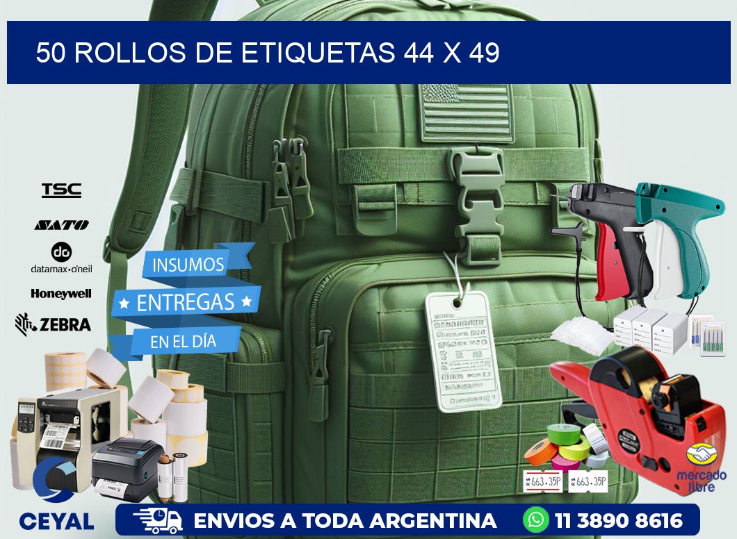 50 ROLLOS DE ETIQUETAS 44 x 49