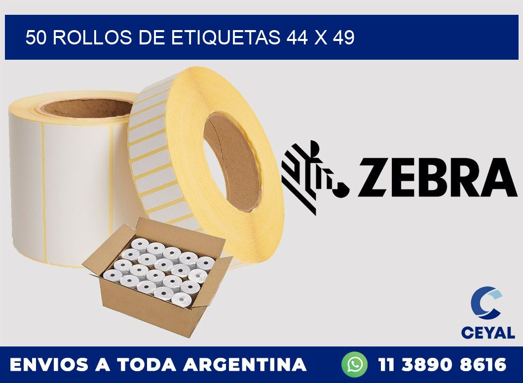 50 ROLLOS DE ETIQUETAS 44 x 49