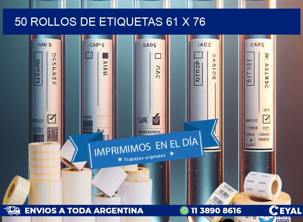 50 ROLLOS DE ETIQUETAS 61 x 76