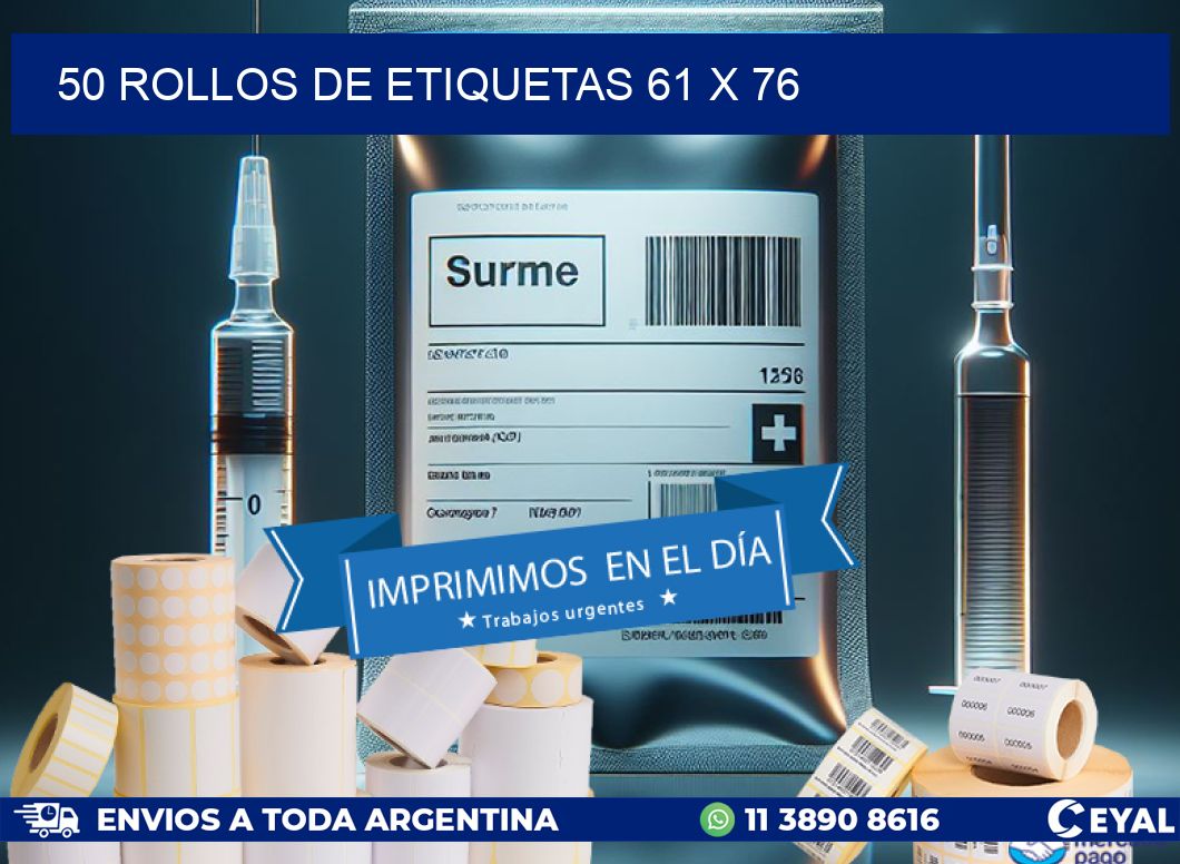 50 ROLLOS DE ETIQUETAS 61 x 76