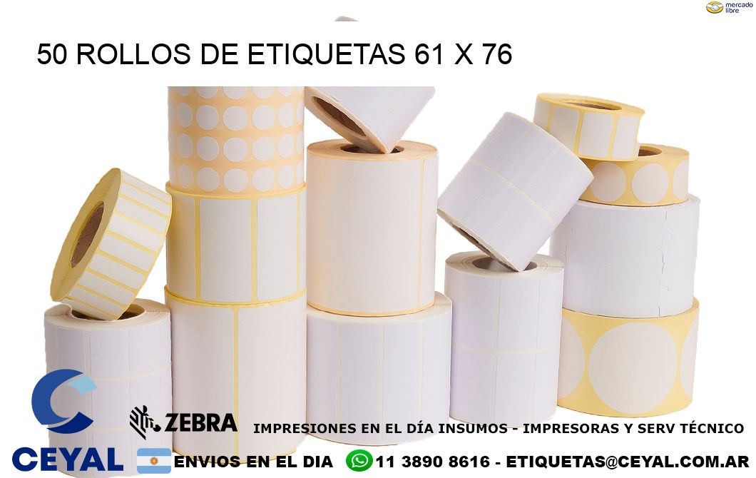 50 ROLLOS DE ETIQUETAS 61 x 76