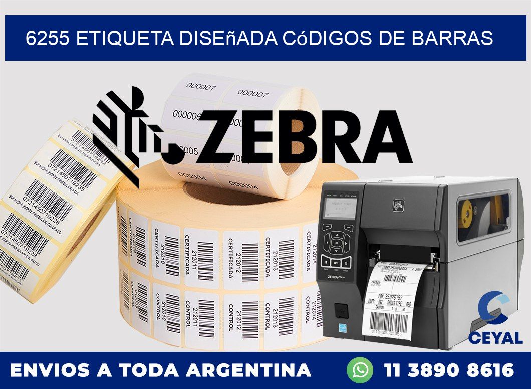 6255 etiqueta diseñada códigos de barras