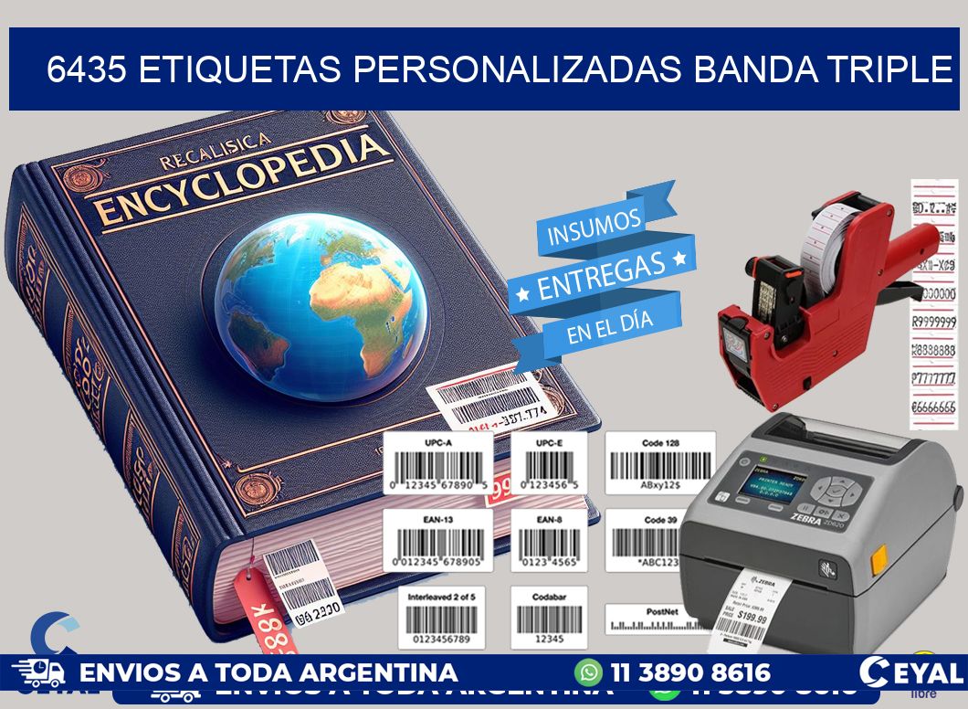 6435 Etiquetas personalizadas banda triple