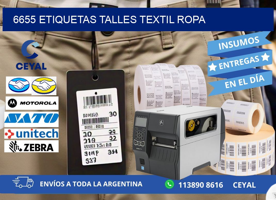 6655 ETIQUETAS TALLES TEXTIL ROPA