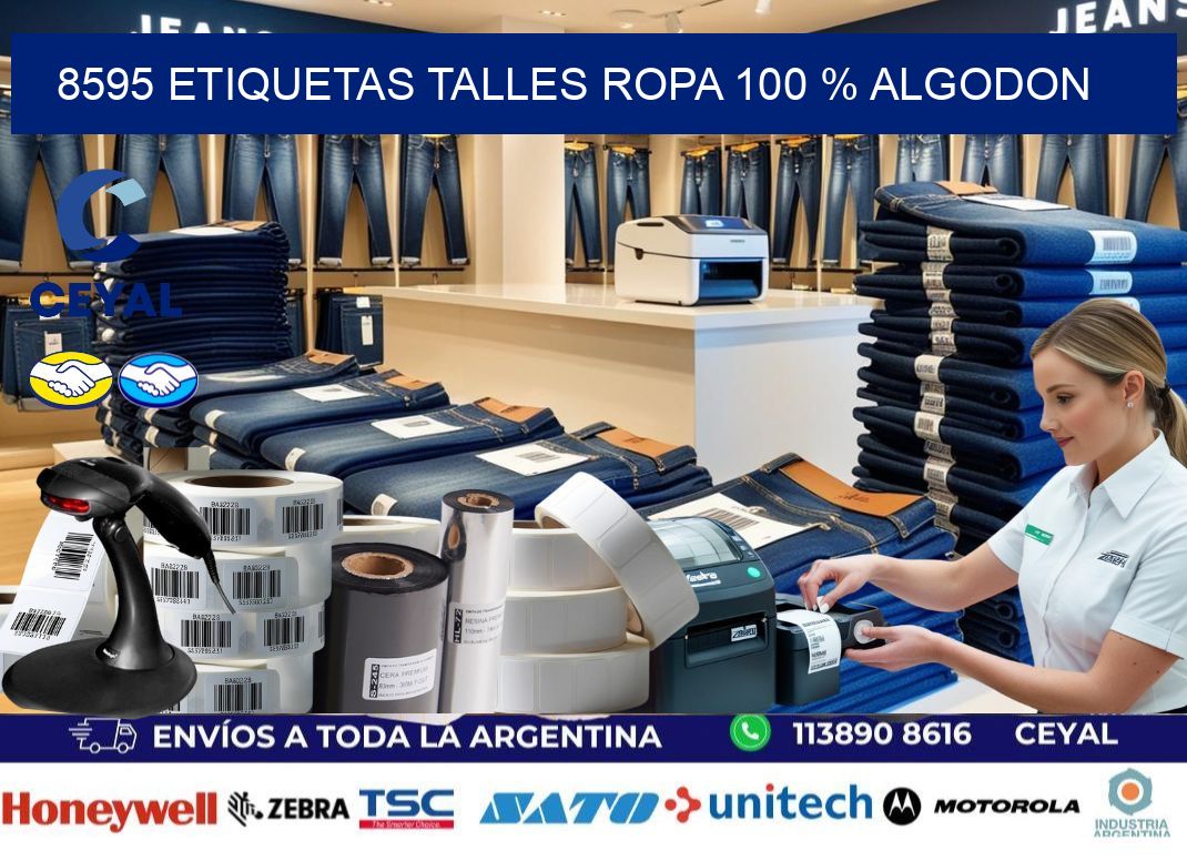 8595 ETIQUETAS TALLES ROPA 100 % ALGODON