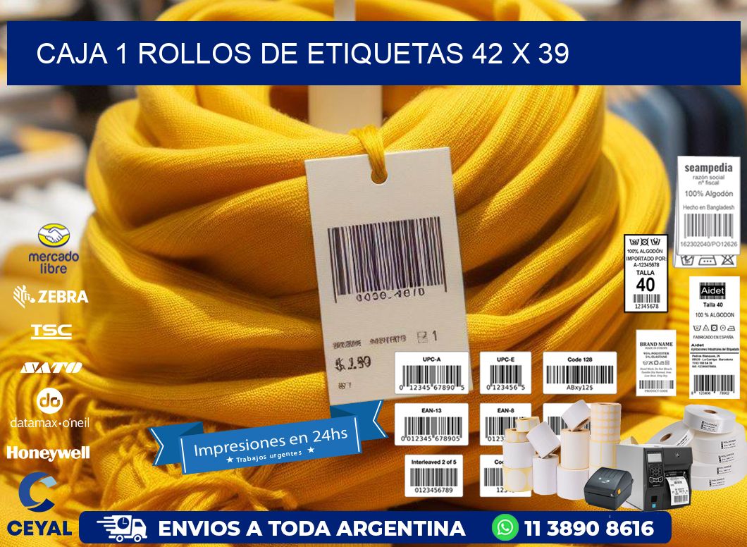 CAJA 1 ROLLOS DE ETIQUETAS 42 x 39