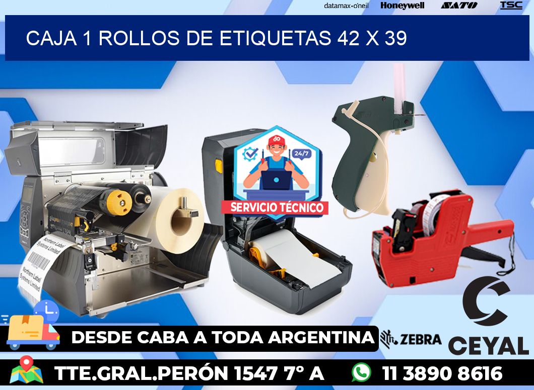 CAJA 1 ROLLOS DE ETIQUETAS 42 x 39