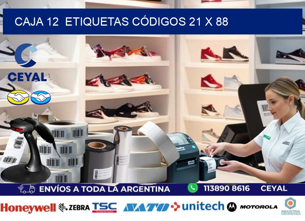 CAJA 12  ETIQUETAS CÓDIGOS 21 x 88