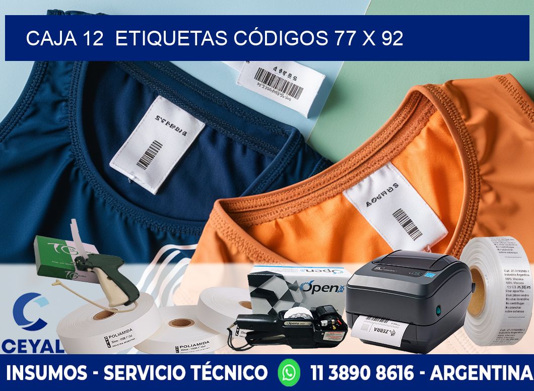 CAJA 12  ETIQUETAS CÓDIGOS 77 x 92