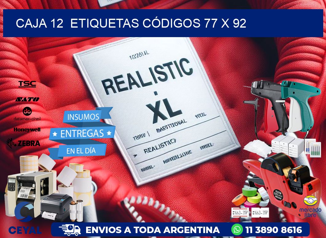 CAJA 12  ETIQUETAS CÓDIGOS 77 x 92