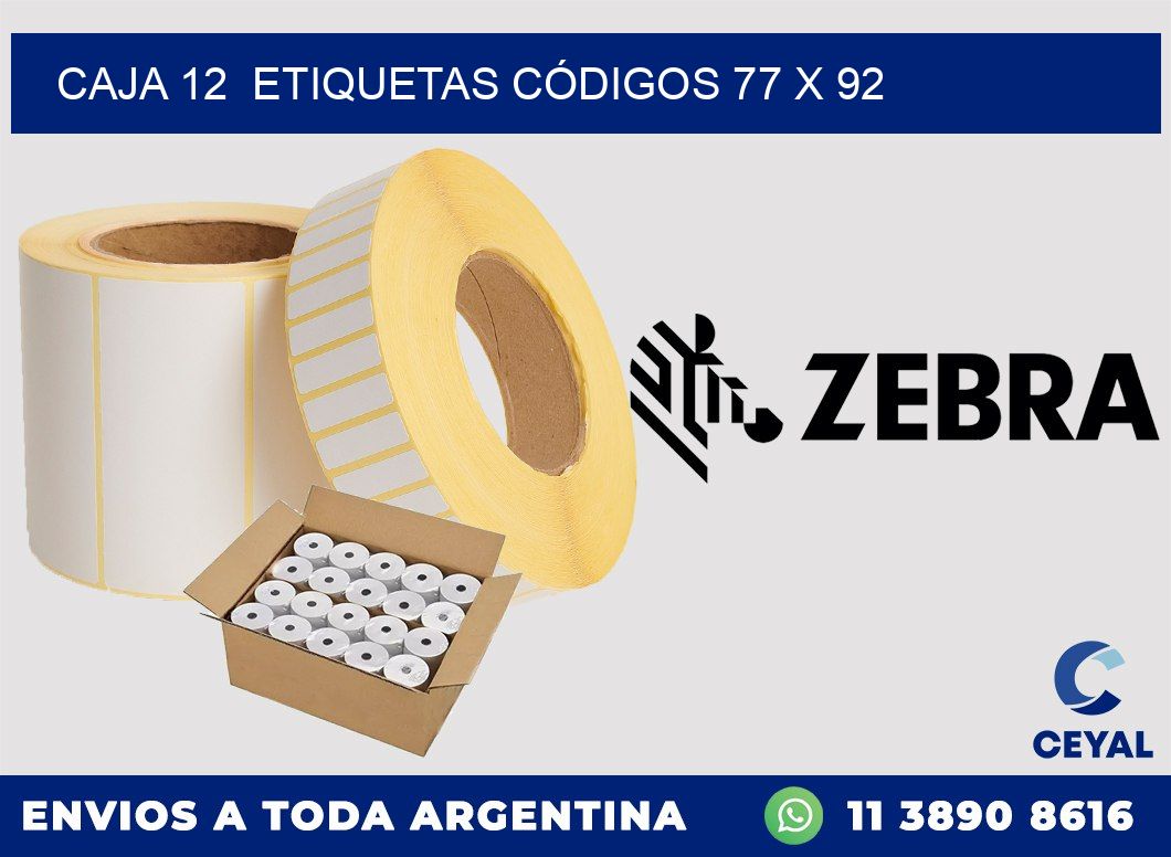 CAJA 12  ETIQUETAS CÓDIGOS 77 x 92