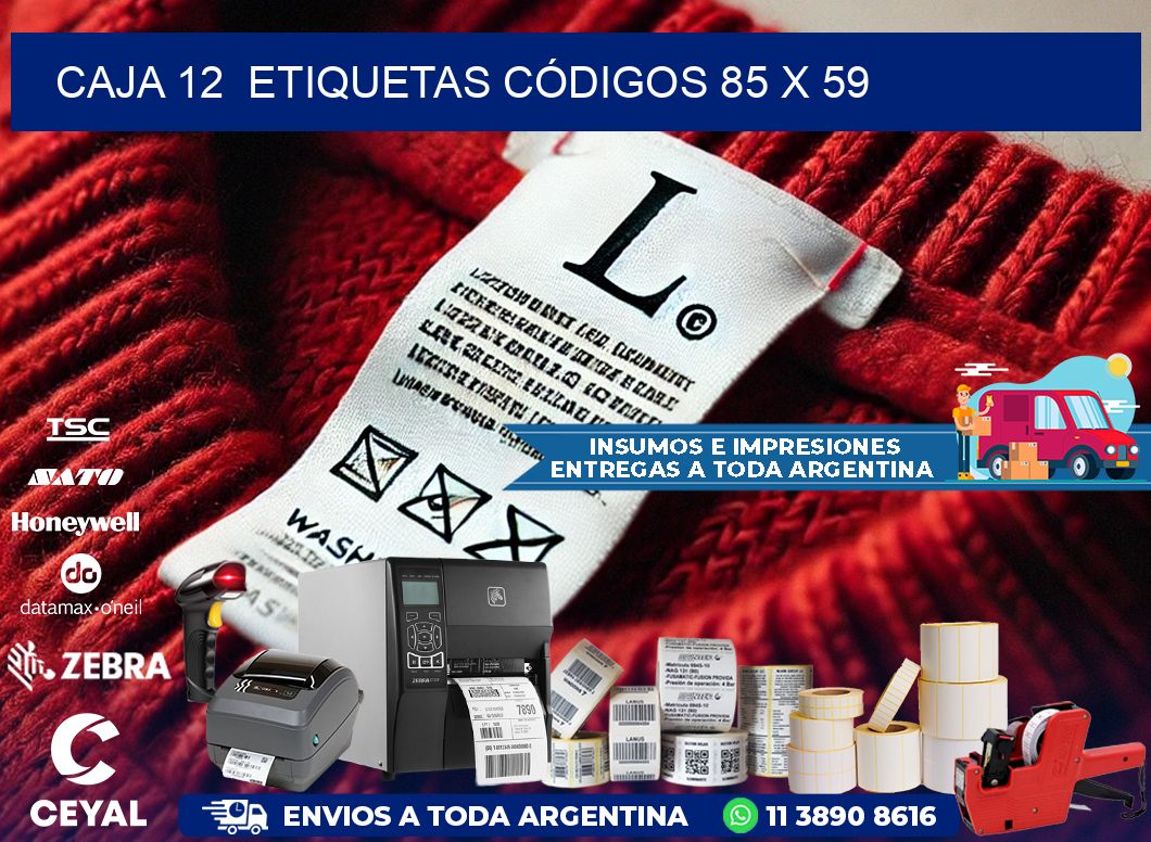 CAJA 12  ETIQUETAS CÓDIGOS 85 x 59