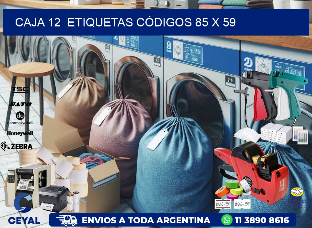 CAJA 12  ETIQUETAS CÓDIGOS 85 x 59