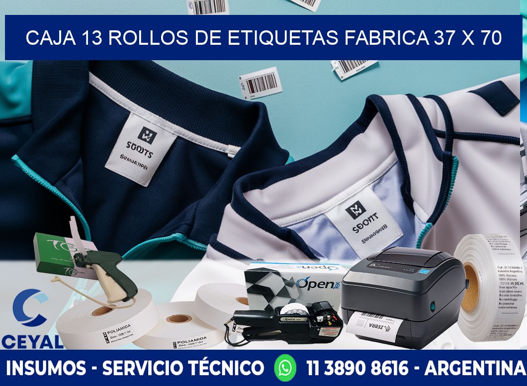 CAJA 13 ROLLOS DE ETIQUETAS FABRICA 37 x 70