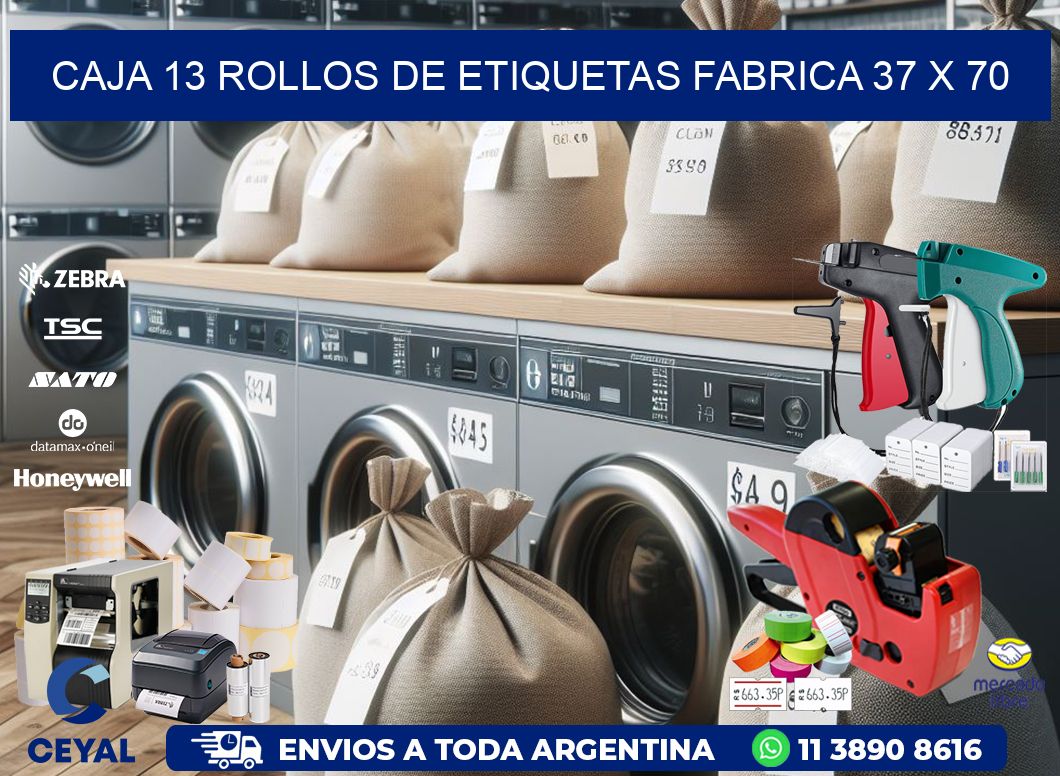 CAJA 13 ROLLOS DE ETIQUETAS FABRICA 37 x 70