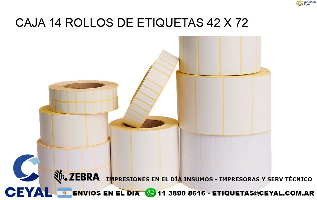 CAJA 14 ROLLOS DE ETIQUETAS 42 x 72