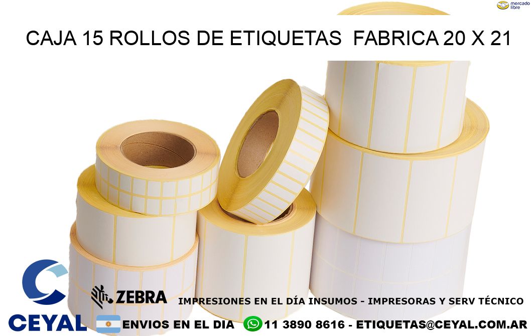 CAJA 15 ROLLOS DE ETIQUETAS  FABRICA 20 x 21