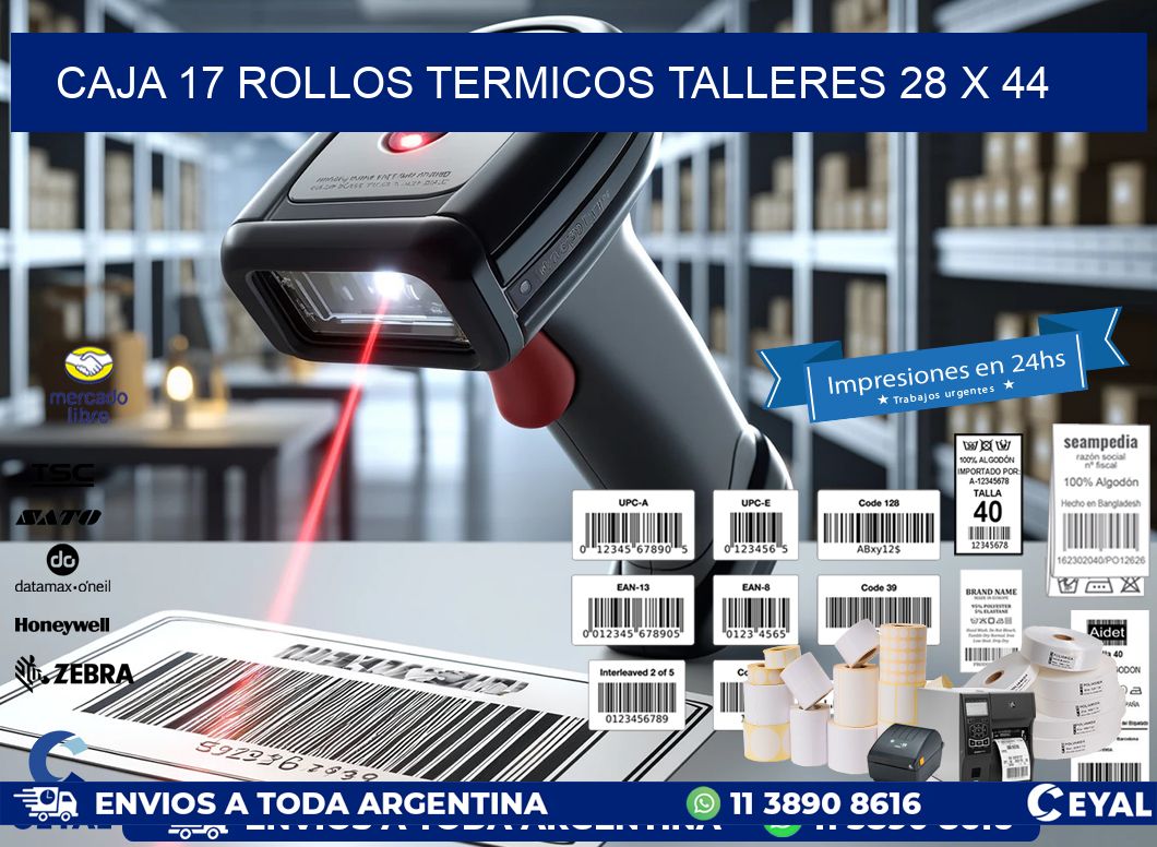 CAJA 17 ROLLOS TERMICOS TALLERES 28 x 44