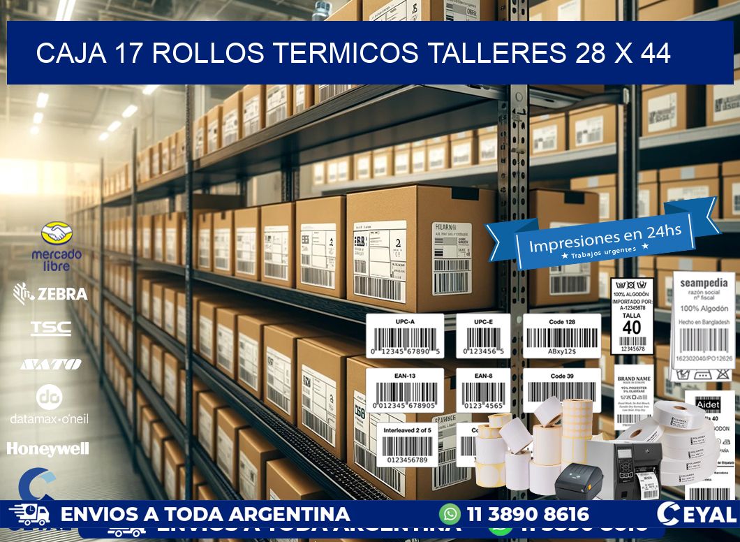 CAJA 17 ROLLOS TERMICOS TALLERES 28 x 44