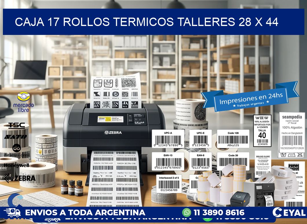 CAJA 17 ROLLOS TERMICOS TALLERES 28 x 44