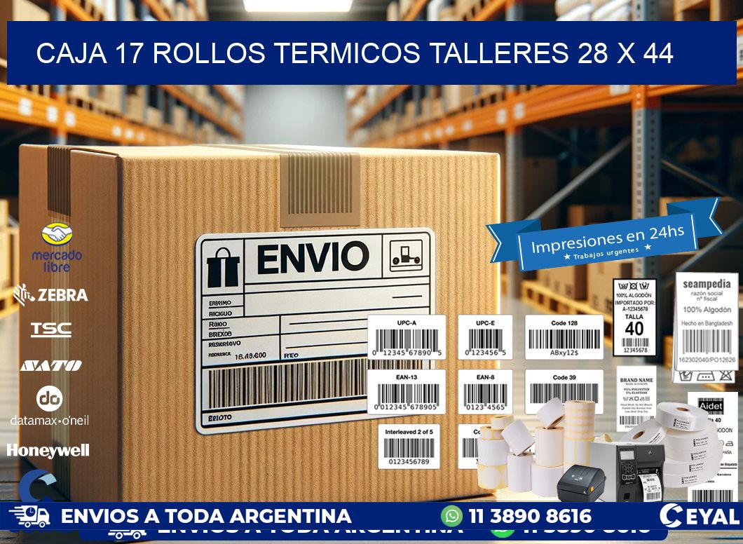 CAJA 17 ROLLOS TERMICOS TALLERES 28 x 44