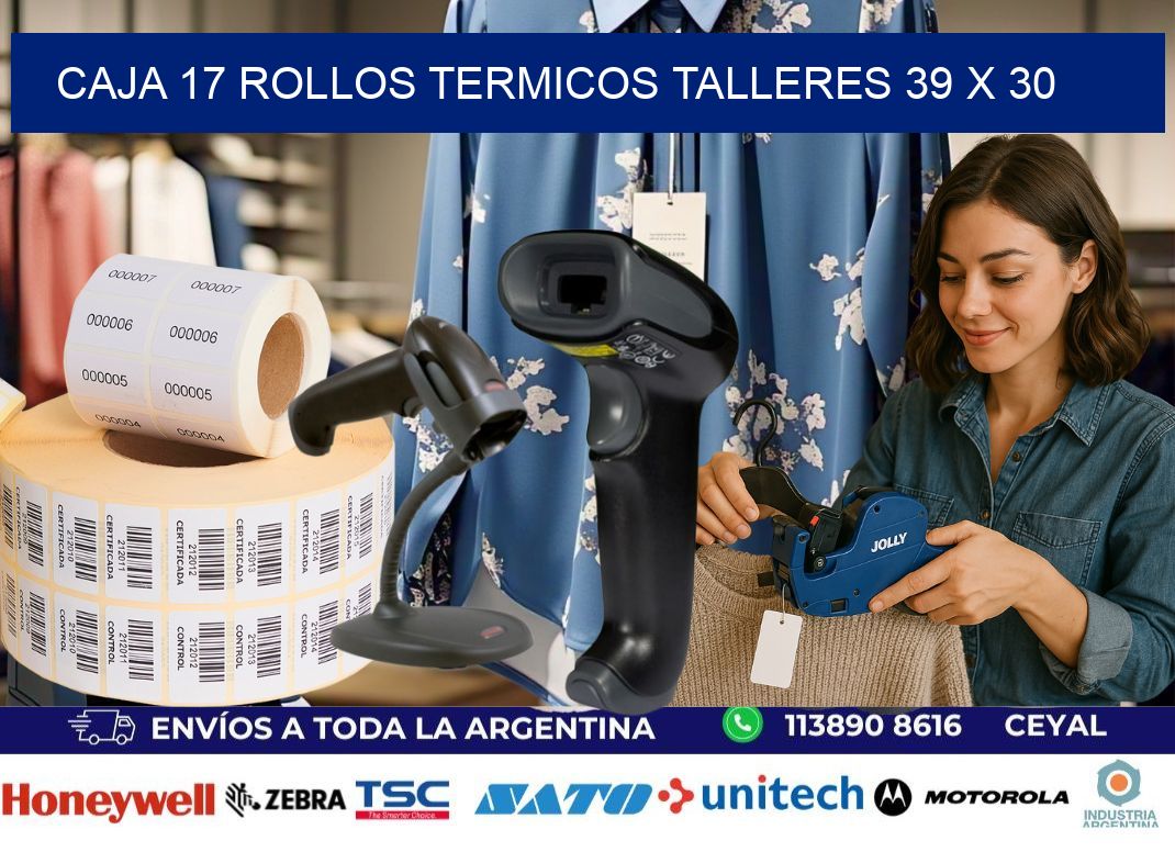 CAJA 17 ROLLOS TERMICOS TALLERES 39 x 30