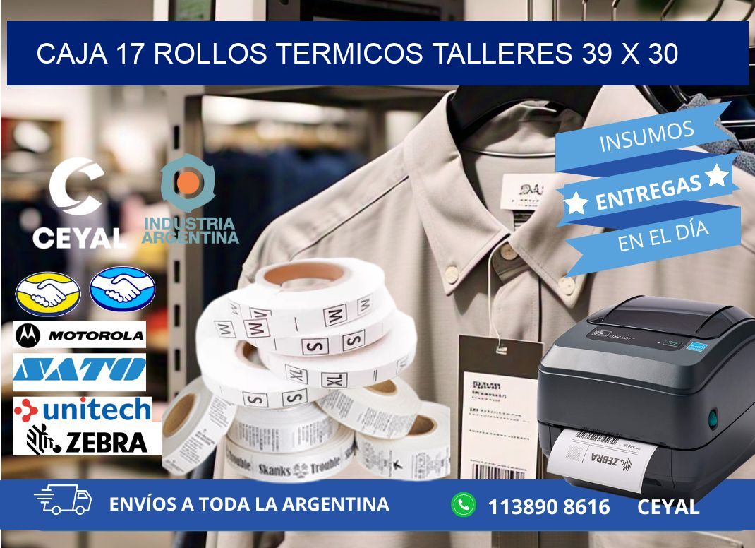 CAJA 17 ROLLOS TERMICOS TALLERES 39 x 30