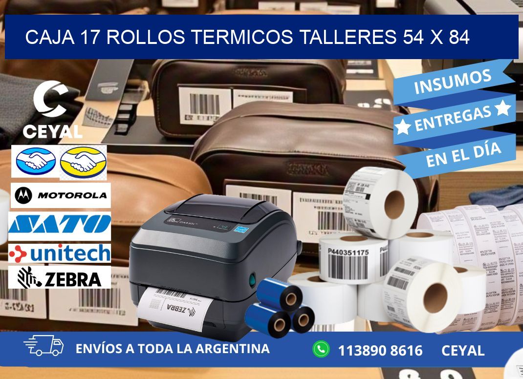 CAJA 17 ROLLOS TERMICOS TALLERES 54 x 84