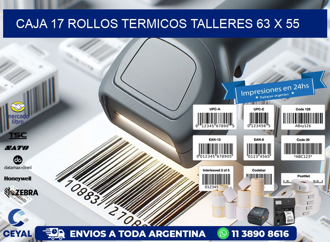 CAJA 17 ROLLOS TERMICOS TALLERES 63 x 55