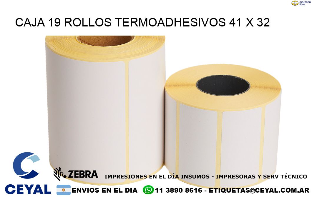 CAJA 19 ROLLOS TERMOADHESIVOS 41 x 32