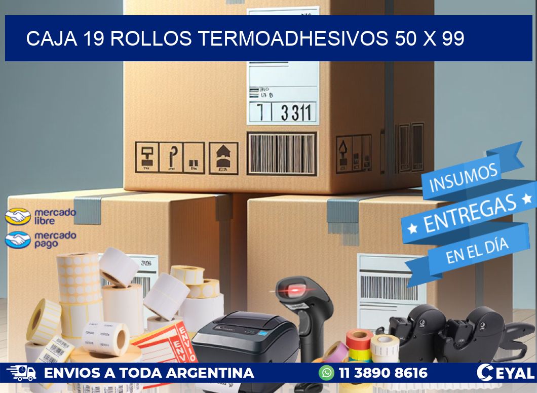 CAJA 19 ROLLOS TERMOADHESIVOS 50 x 99