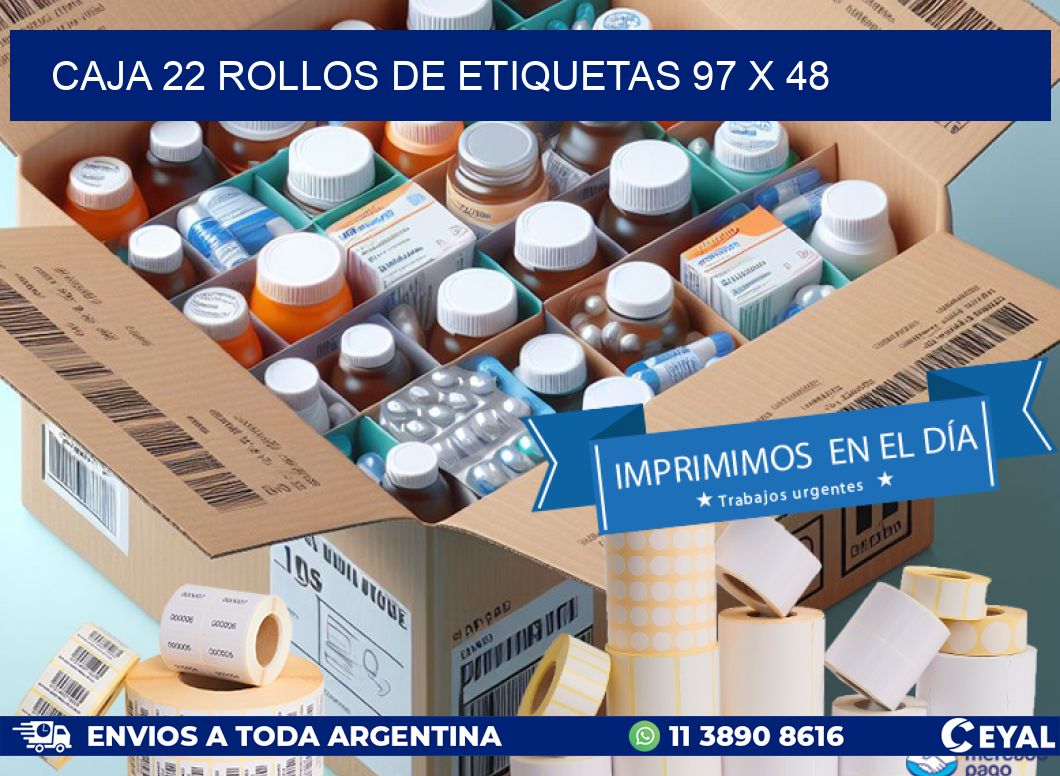 CAJA 22 ROLLOS DE ETIQUETAS 97 x 48
