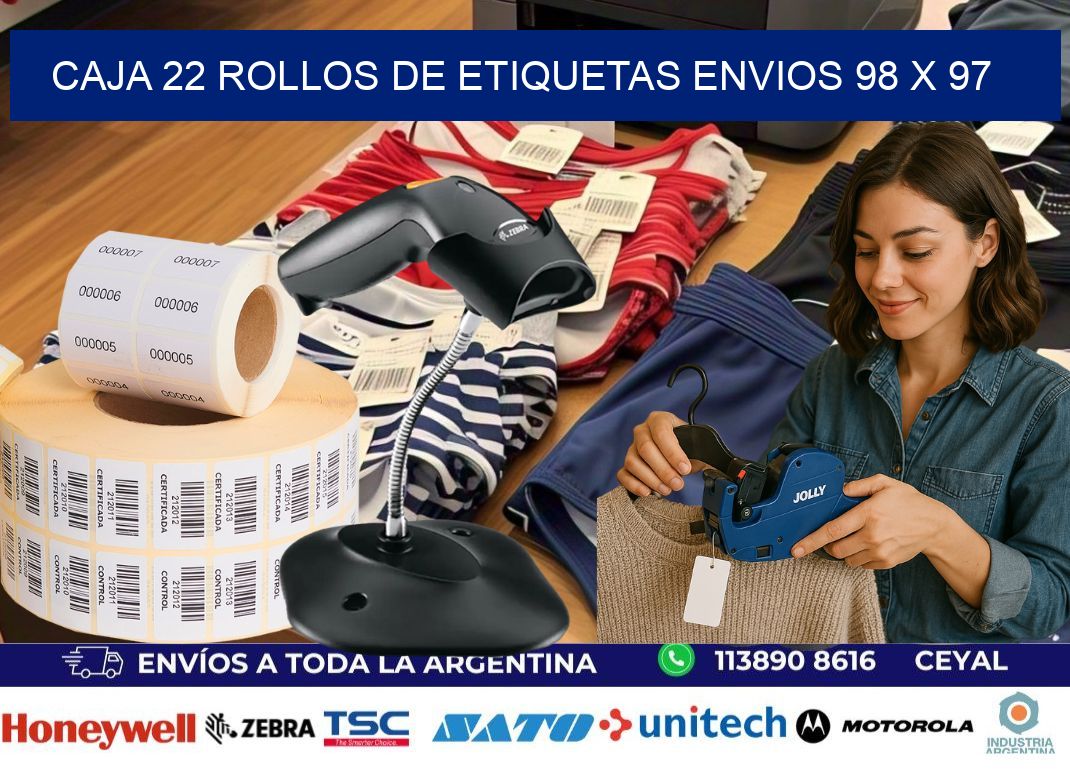 CAJA 22 ROLLOS DE ETIQUETAS ENVIOS 98 x 97