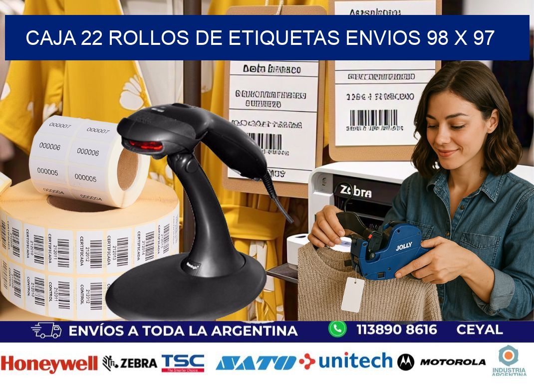 CAJA 22 ROLLOS DE ETIQUETAS ENVIOS 98 x 97