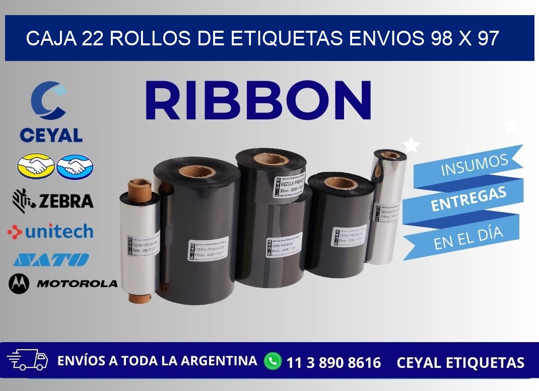 CAJA 22 ROLLOS DE ETIQUETAS ENVIOS 98 x 97