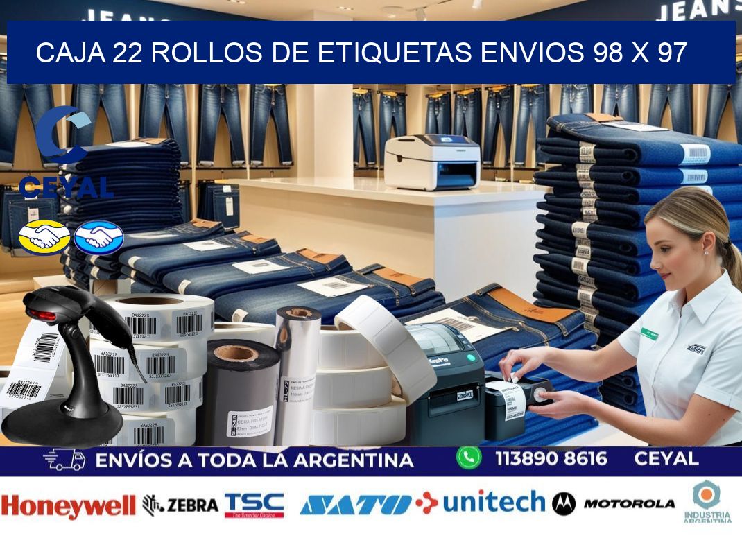 CAJA 22 ROLLOS DE ETIQUETAS ENVIOS 98 x 97