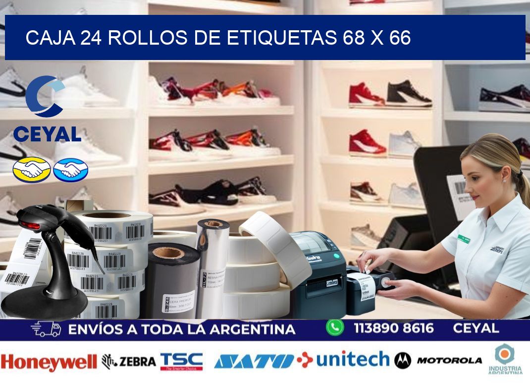 CAJA 24 ROLLOS DE ETIQUETAS 68 x 66