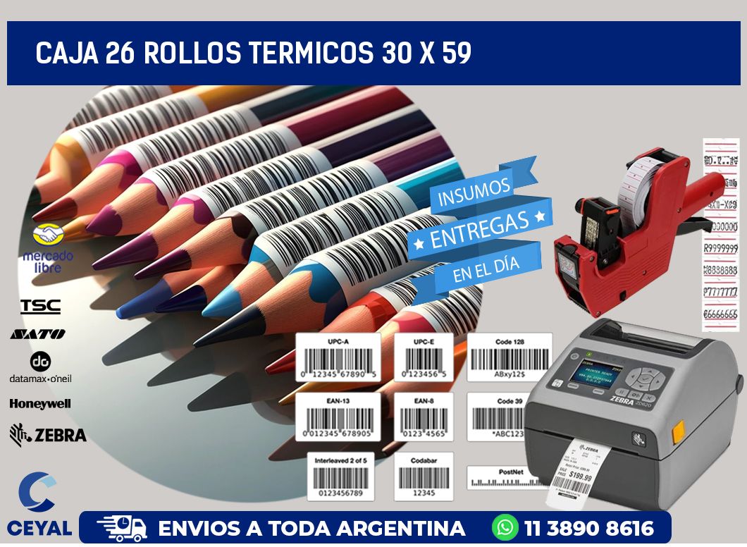 CAJA 26 ROLLOS TERMICOS 30 x 59
