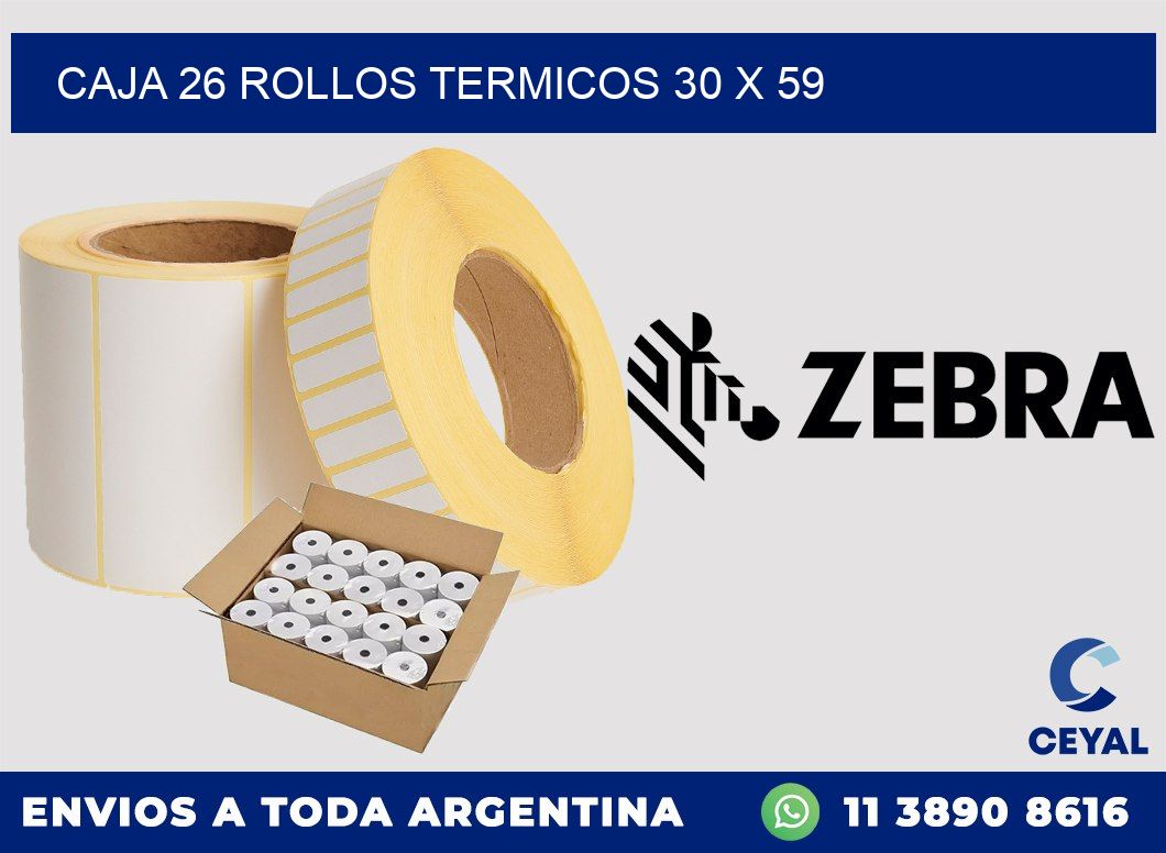 CAJA 26 ROLLOS TERMICOS 30 x 59