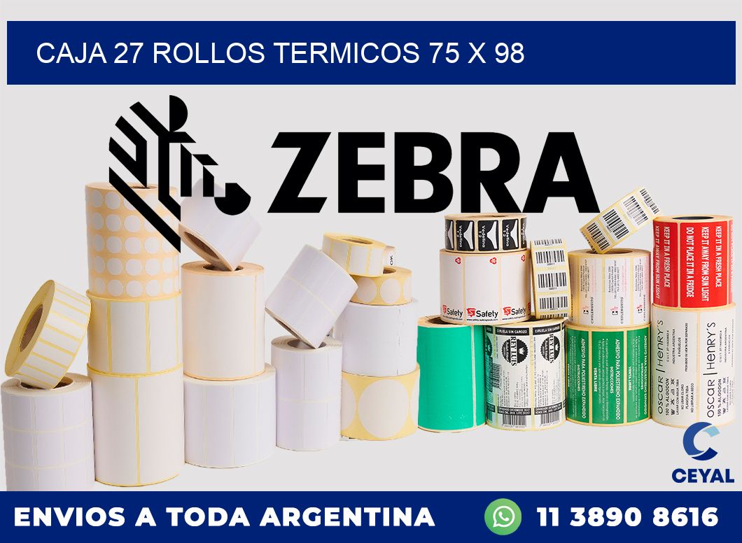 CAJA 27 ROLLOS TERMICOS 75 x 98