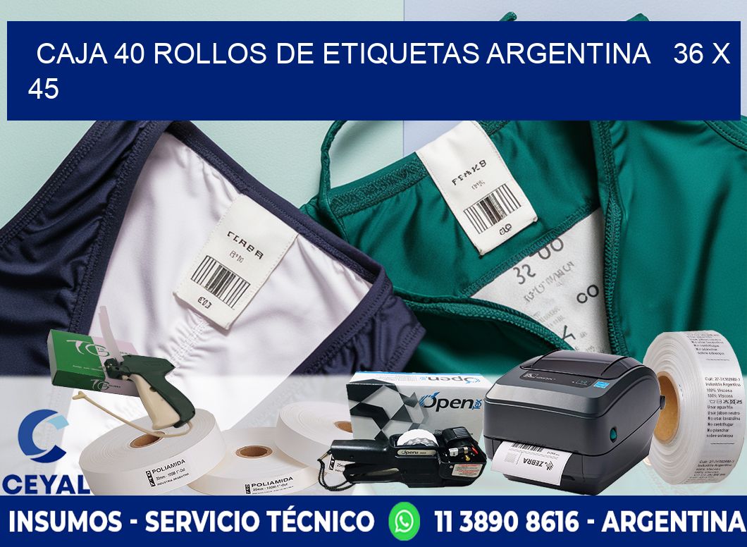CAJA 40 ROLLOS DE ETIQUETAS ARGENTINA   36 x 45