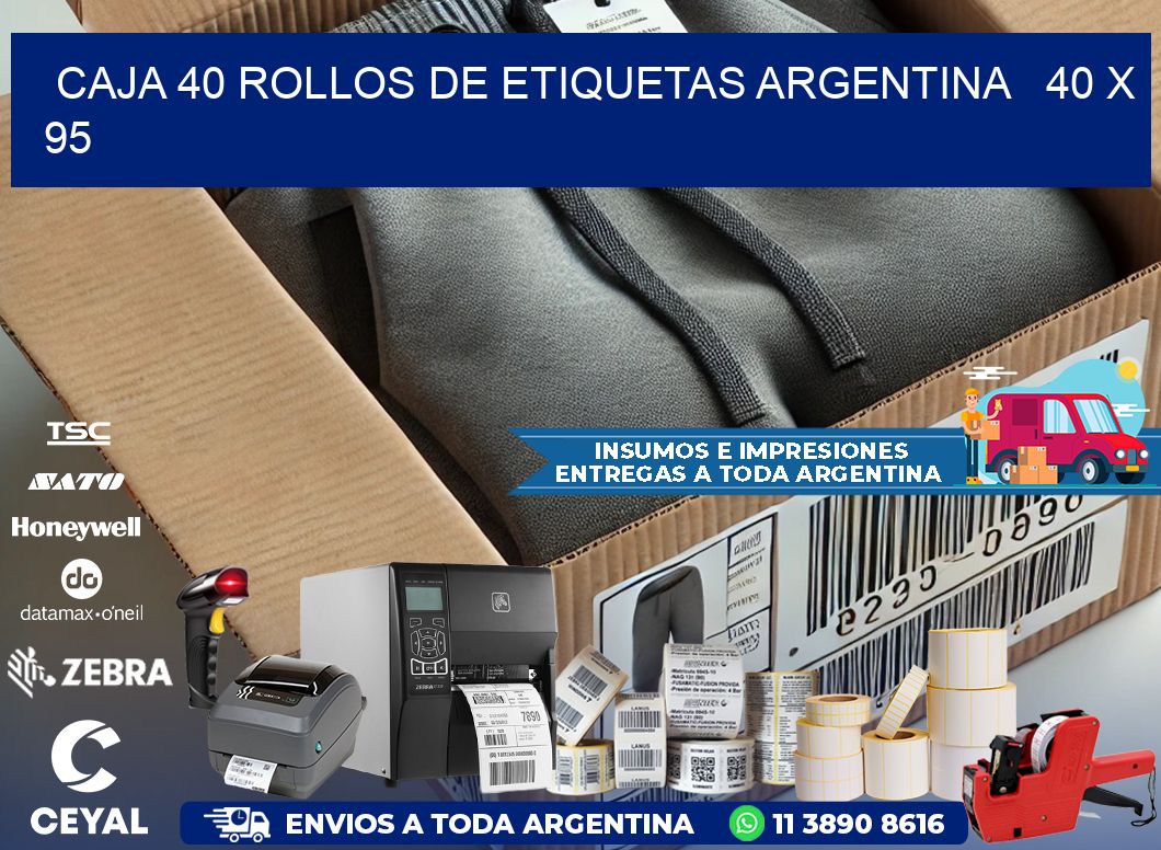CAJA 40 ROLLOS DE ETIQUETAS ARGENTINA   40 x 95