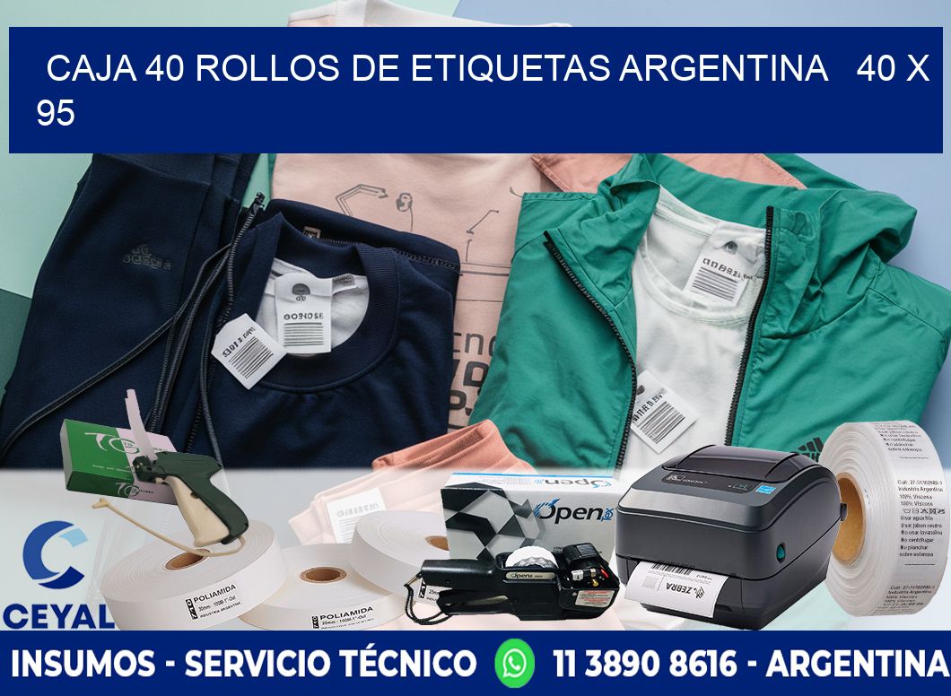 CAJA 40 ROLLOS DE ETIQUETAS ARGENTINA   40 x 95