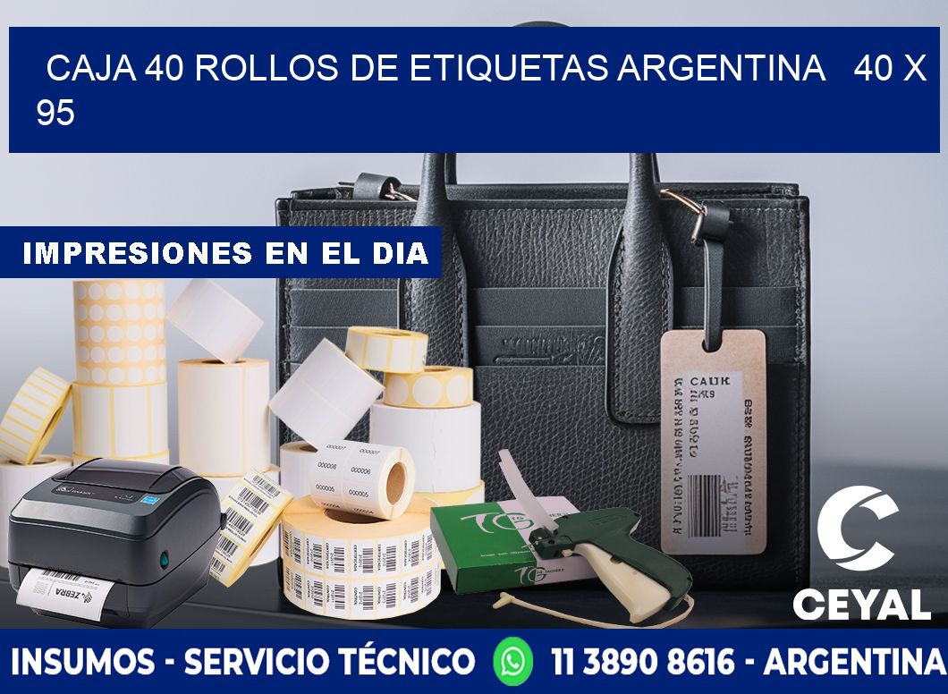 CAJA 40 ROLLOS DE ETIQUETAS ARGENTINA   40 x 95