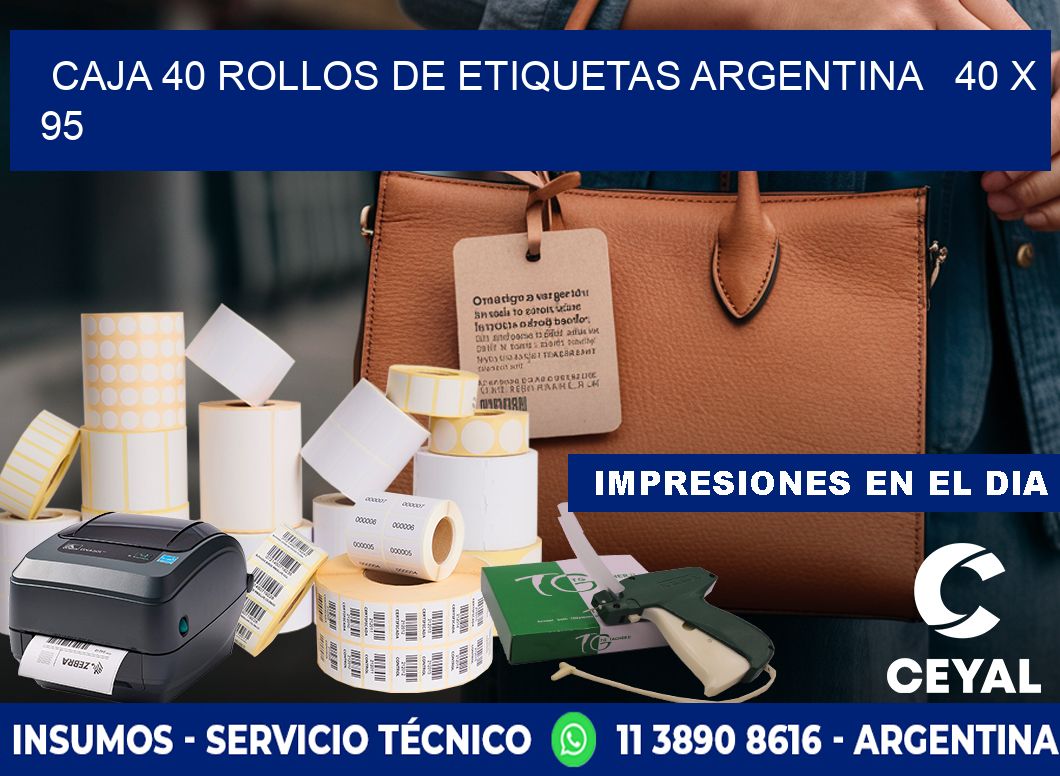 CAJA 40 ROLLOS DE ETIQUETAS ARGENTINA   40 x 95