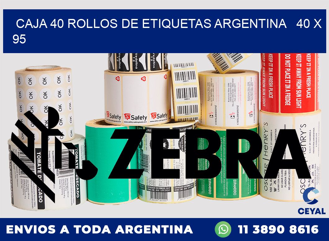 CAJA 40 ROLLOS DE ETIQUETAS ARGENTINA   40 x 95