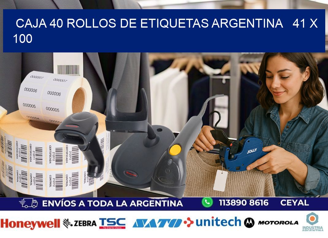 CAJA 40 ROLLOS DE ETIQUETAS ARGENTINA   41 x 100